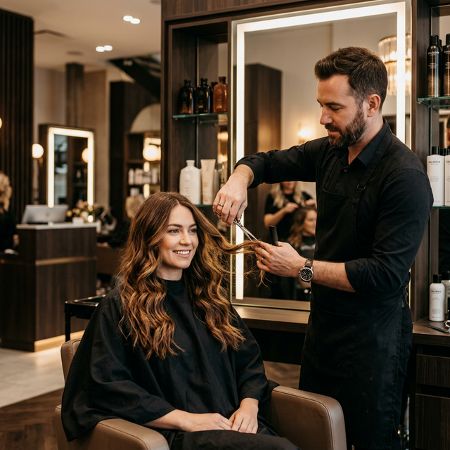 Hair stylist working in a salon